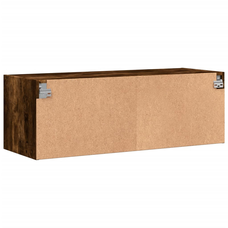 vidaXL füstös tölgyszínű faliszekrény üvegajtókkal 102 x 37 x 35 cm