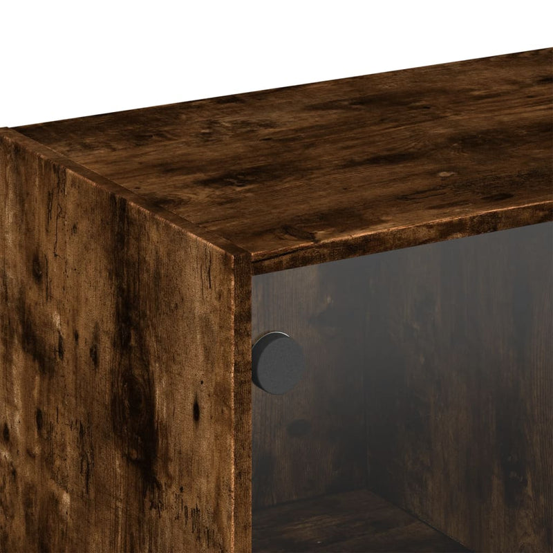 vidaXL füstös tölgyszínű faliszekrény üvegajtókkal 102 x 37 x 35 cm