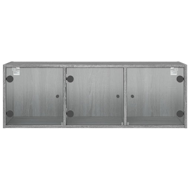 vidaXL szürke sonoma színű faliszekrény üvegajtókkal 102 x 37 x 35 cm