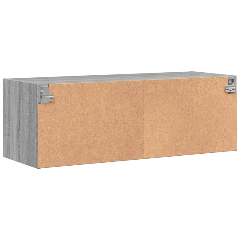 vidaXL szürke sonoma színű faliszekrény üvegajtókkal 102 x 37 x 35 cm