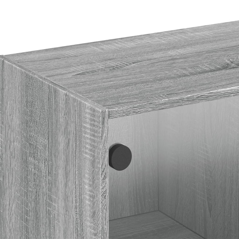 vidaXL szürke sonoma színű faliszekrény üvegajtókkal 102 x 37 x 35 cm