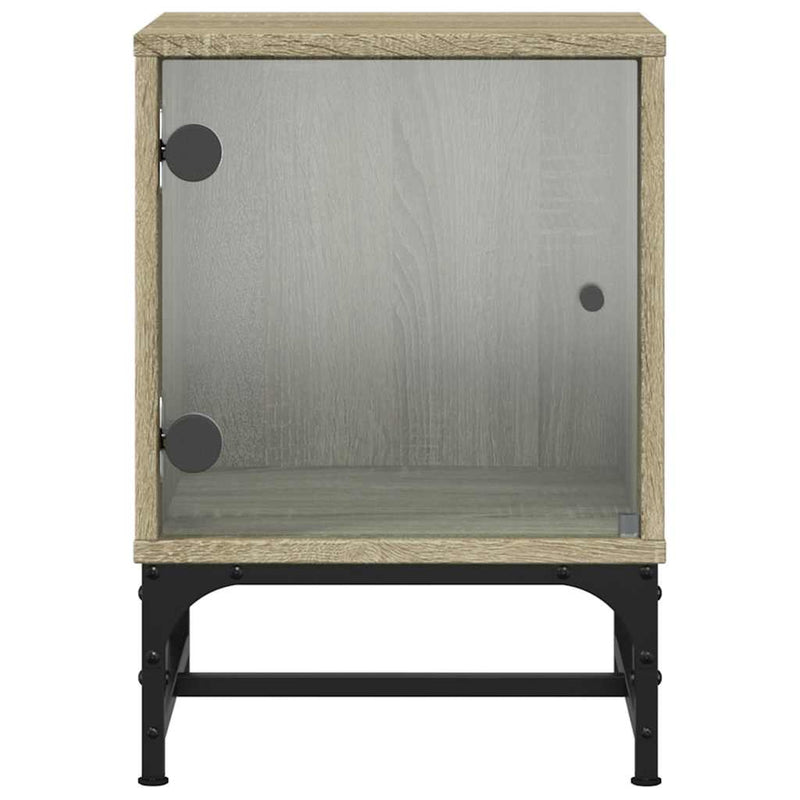 vidaXL 2 db sonoma tölgy színű éjjeliszekrény üvegajtókkal 35x37x50 cm