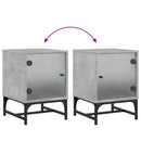 vidaXL betonszürke éjjeliszekrény üvegajtóval 35 x 37 x 50 cm