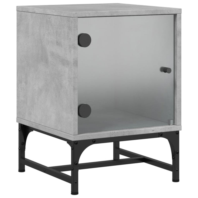 vidaXL 2 db betonszürke éjjeliszekrény üvegajtóval 35 x 37 x 50 cm