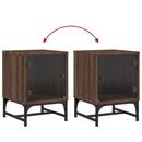 vidaXL barna tölgy színű éjjeliszekrény üvegajtóval 35 x 37 x 50 cm