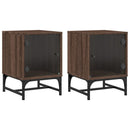 vidaXL 2 db barna tölgy színű éjjeliszekrény üvegajtókkal 35x37x50 cm