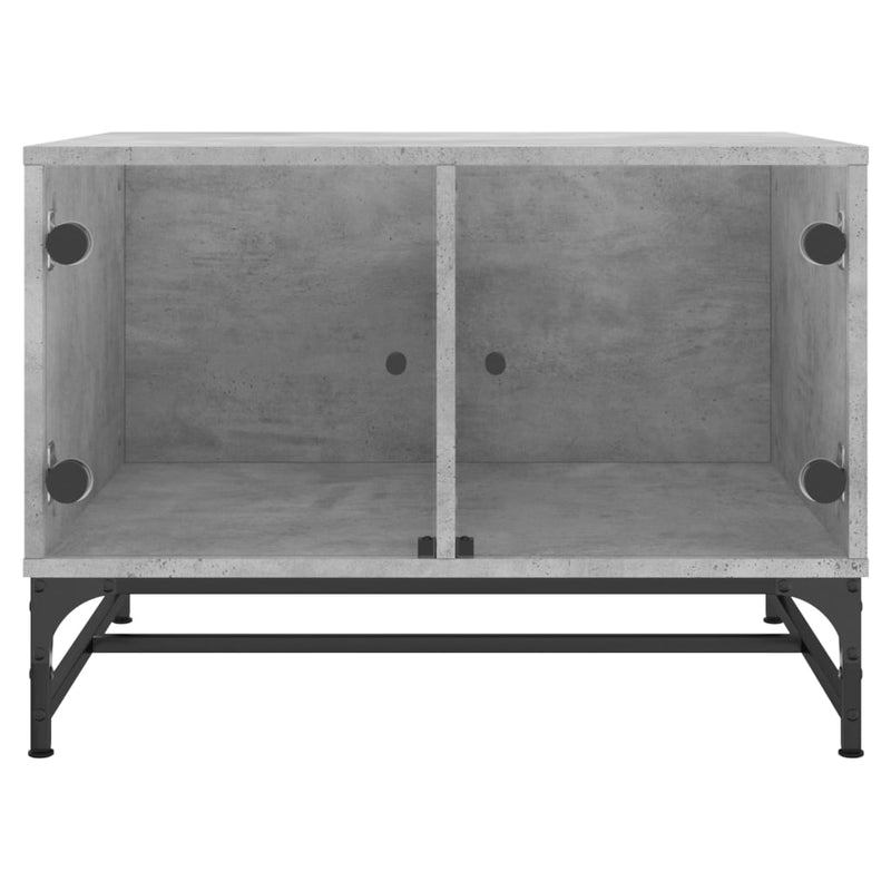 vidaXL betonszürke dohányzóasztal üvegajtókkal 68,5 x 50 x 50 cm