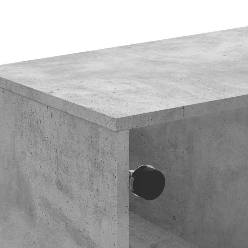 vidaXL betonszürke dohányzóasztal üvegajtókkal 68,5 x 50 x 50 cm