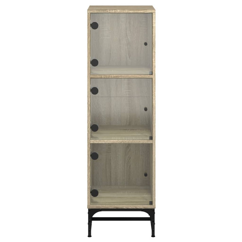 vidaXL sonoma tölgy színű magasszekrény üvegajtókkal 35 x 37 x 120 cm