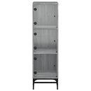 vidaXL szürke sonoma színű magasszekrény üvegajtókkal 35 x 37 x 120 cm