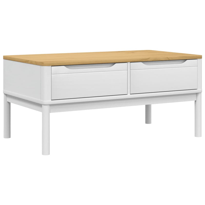 vidaXL FLORO fehér tömör fenyőfa dohányzóasztal 99 x 55,5 x 45 cm