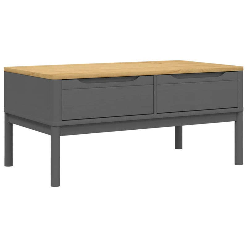 vidaXL FLORO szürke tömör fenyőfa dohányzóasztal 99 x 55,5 x 45 cm