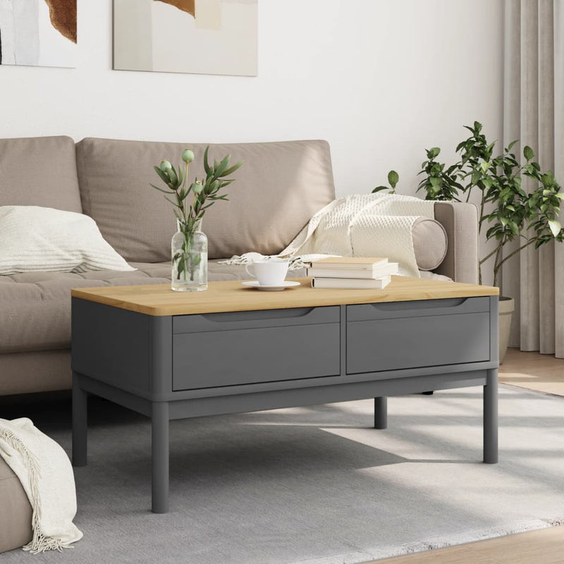 vidaXL FLORO szürke tömör fenyőfa dohányzóasztal 99 x 55,5 x 45 cm