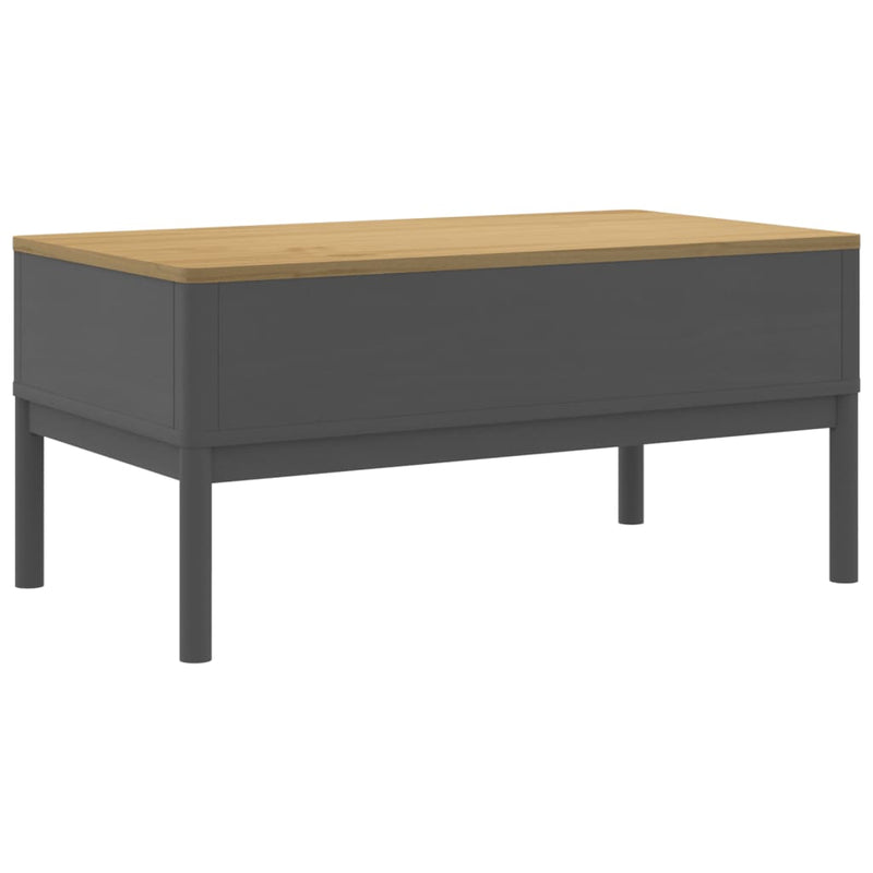 vidaXL FLORO szürke tömör fenyőfa dohányzóasztal 99 x 55,5 x 45 cm
