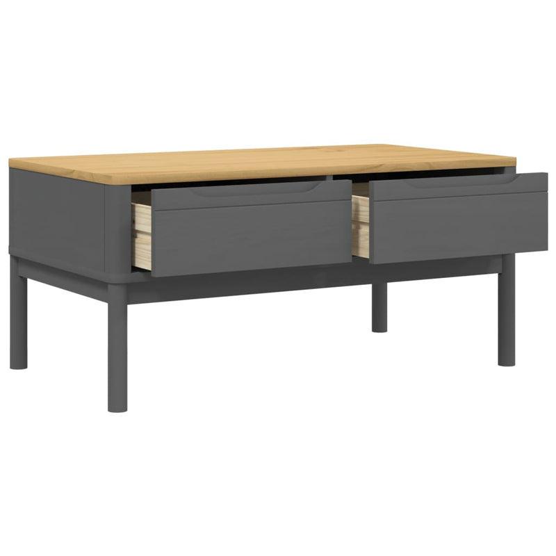 vidaXL FLORO szürke tömör fenyőfa dohányzóasztal 99 x 55,5 x 45 cm