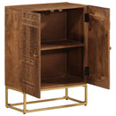 vidaXL tömör mangófa és vas tálalószekrény 55 x 30 x 76 cm