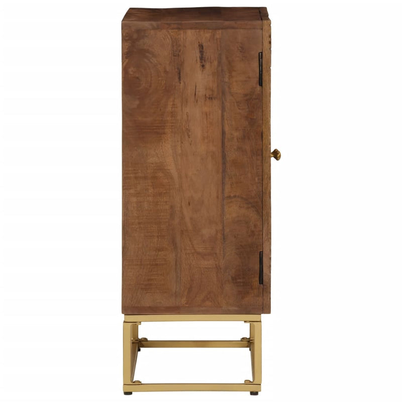 vidaXL tömör mangófa és vas tálalószekrény 55 x 30 x 76 cm