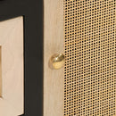 vidaXL fekete tömör mangófa és vas tálalószekrény 55 x 30 x 76 cm