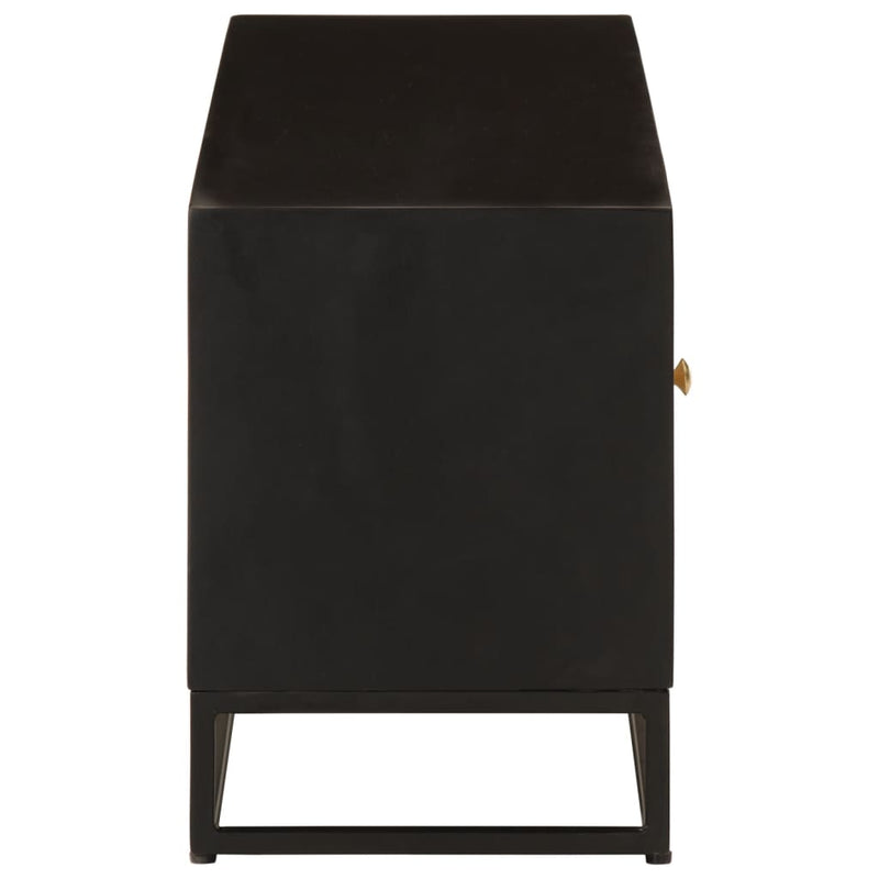 vidaXL fekete tömör mangófa és vas TV-szekrény 110 x 30 x 40 cm