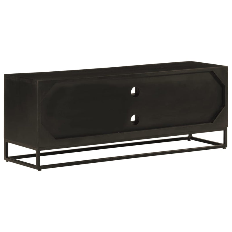 vidaXL fekete tömör mangófa és vas TV-szekrény 110 x 30 x 40 cm