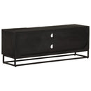 vidaXL fekete tömör mangófa és vas TV-szekrény 110 x 30 x 40 cm
