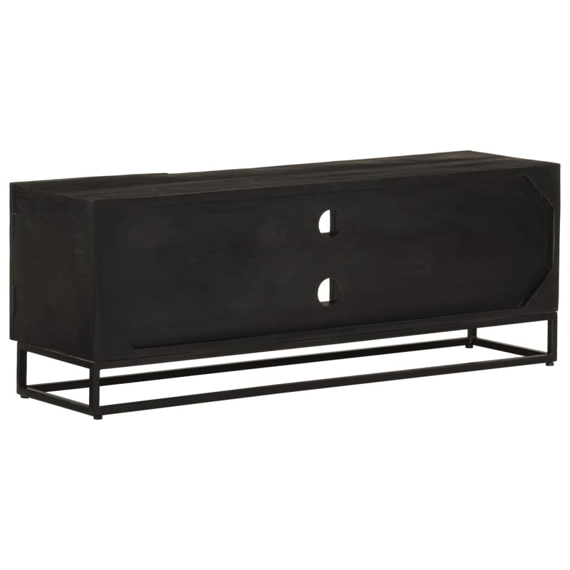 vidaXL fekete tömör mangófa és vas TV-szekrény 110 x 30 x 40 cm
