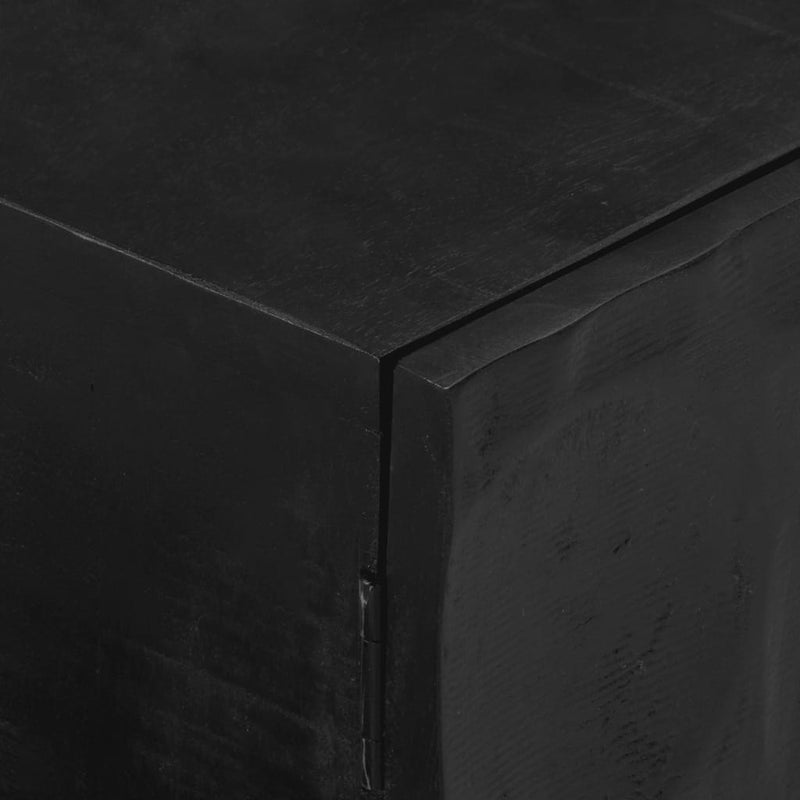 vidaXL fekete tömör mangófa és vas TV-szekrény 110 x 30 x 40 cm