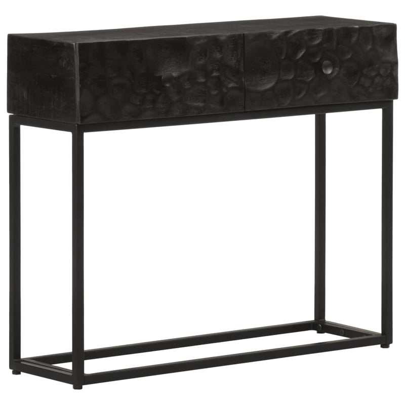 vidaXL fekete tömör mangófa és vas tálalóasztal 90 x 30 x 76 cm