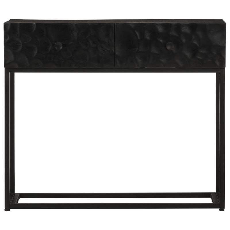 vidaXL fekete tömör mangófa és vas tálalóasztal 90 x 30 x 76 cm