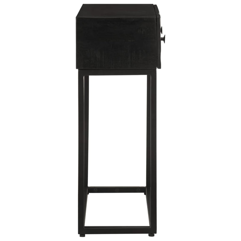 vidaXL fekete tömör mangófa és vas tálalóasztal 90 x 30 x 76 cm