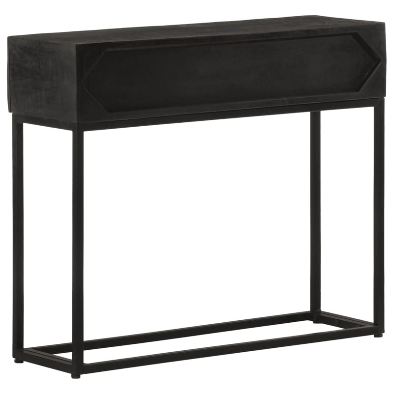 vidaXL fekete tömör mangófa és vas tálalóasztal 90 x 30 x 76 cm