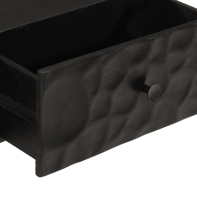 vidaXL fekete tömör mangófa és vas tálalóasztal 90 x 30 x 76 cm
