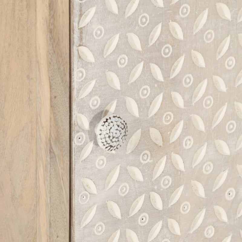 vidaXL tömör mangófa és vas éjjeliszekrény 40 x 30 x 50 cm