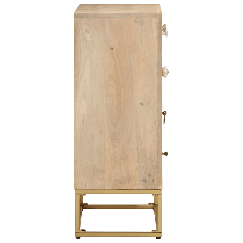 vidaXL tömör mangófa és vas komód 55 x 30 x 76 cm