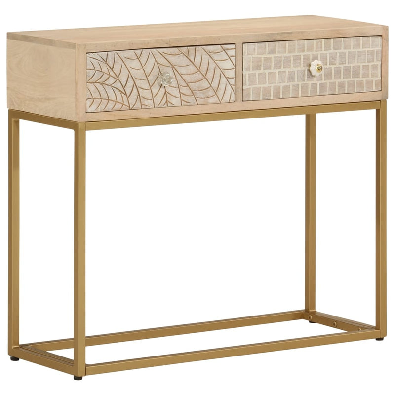 vidaXL tömör mangófa és vas tálalóasztal 90 x 30 x 76 cm
