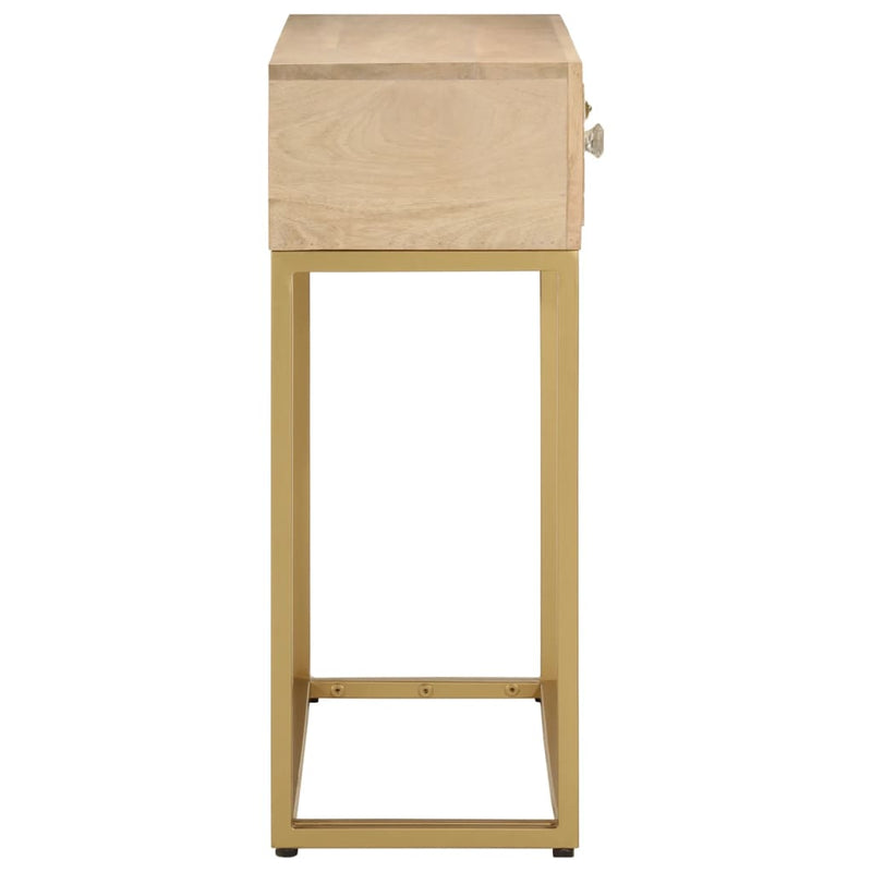 vidaXL tömör mangófa és vas tálalóasztal 90 x 30 x 76 cm