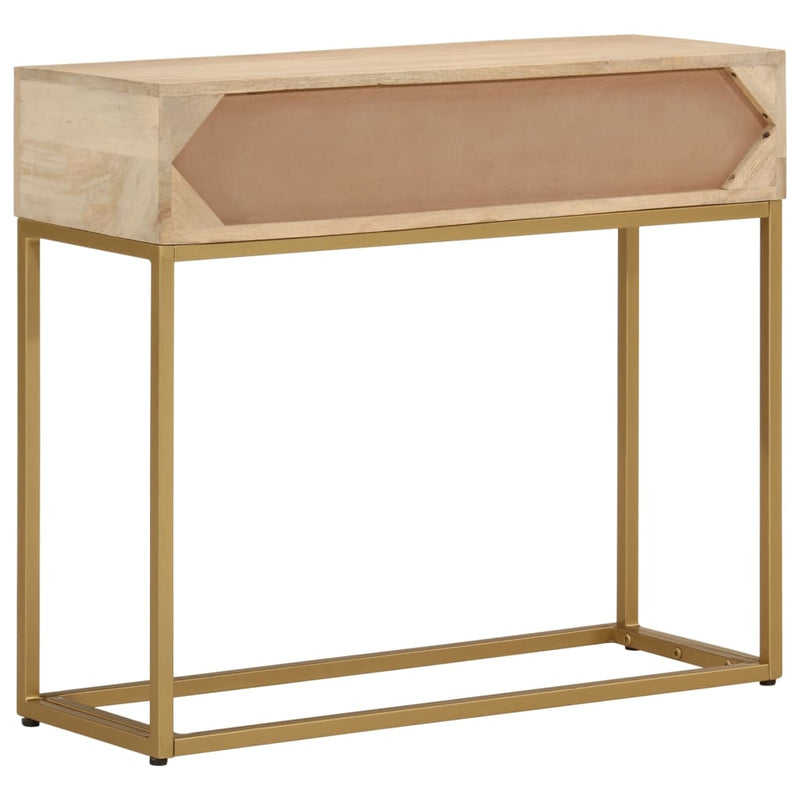 vidaXL tömör mangófa és vas tálalóasztal 90 x 30 x 76 cm