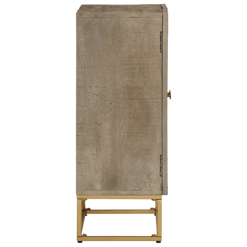 vidaXL tömör mangófa és vas tálalószekrény 55 x 30 x 76 cm