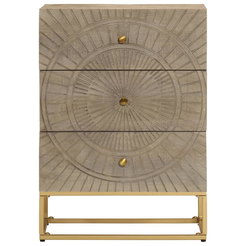 vidaXL tömör mangófa és vas komód 55 x 30 x 76 cm