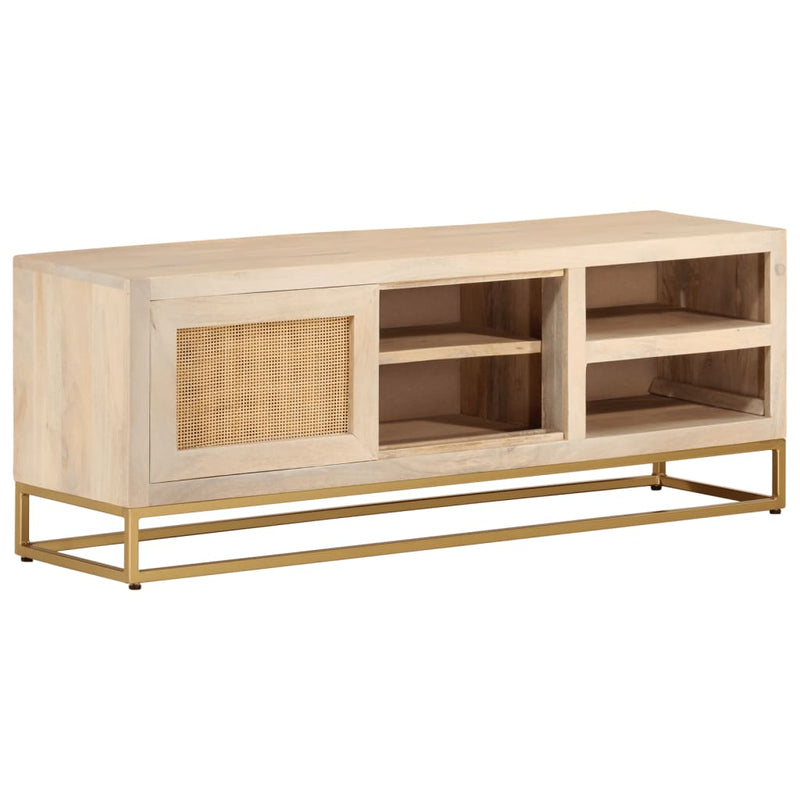 vidaXL tömör mangófa és vas TV-szekrény 110 x 30 x 40 cm