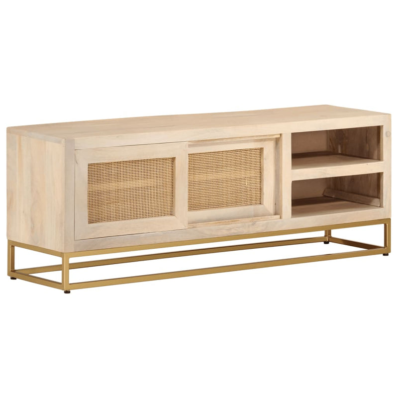 vidaXL tömör mangófa és vas TV-szekrény 110 x 30 x 40 cm