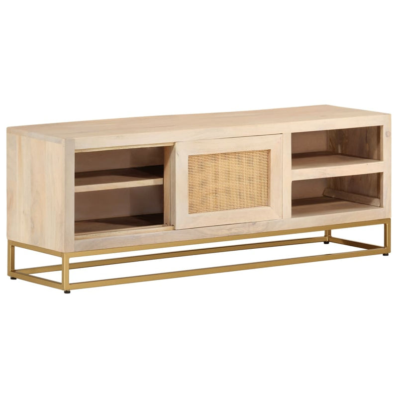 vidaXL tömör mangófa és vas TV-szekrény 110 x 30 x 40 cm