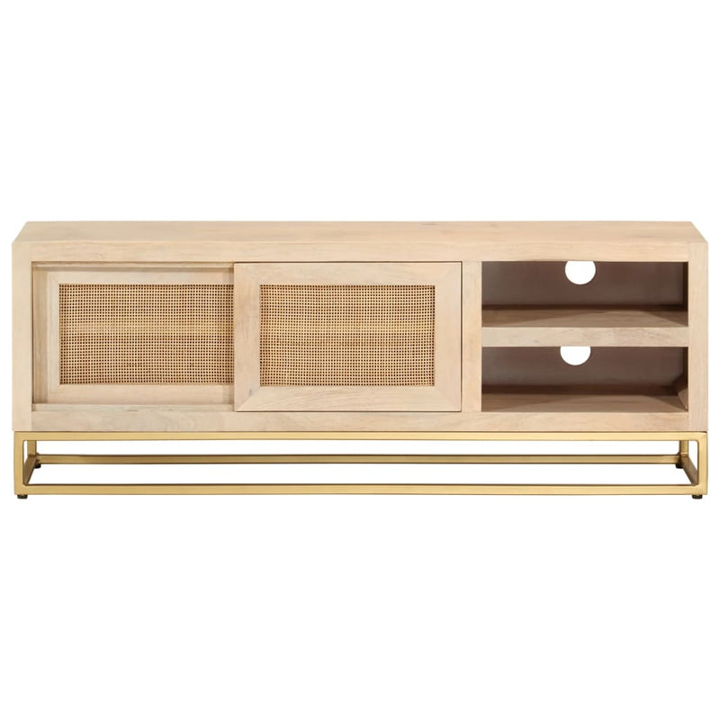 vidaXL tömör mangófa és vas TV-szekrény 110 x 30 x 40 cm