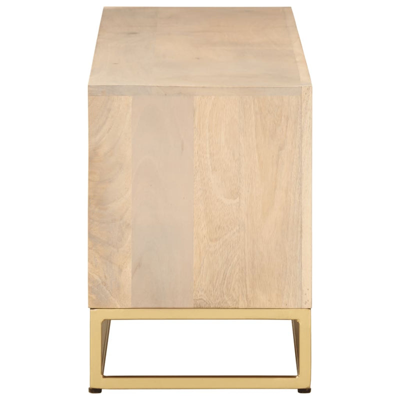vidaXL tömör mangófa és vas TV-szekrény 110 x 30 x 40 cm