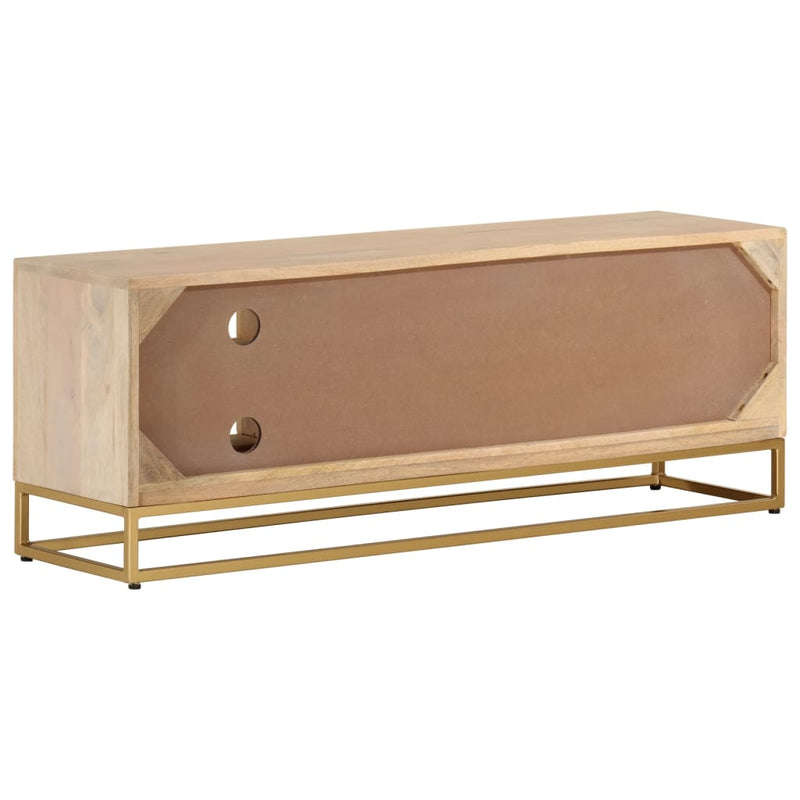 vidaXL tömör mangófa és vas TV-szekrény 110 x 30 x 40 cm