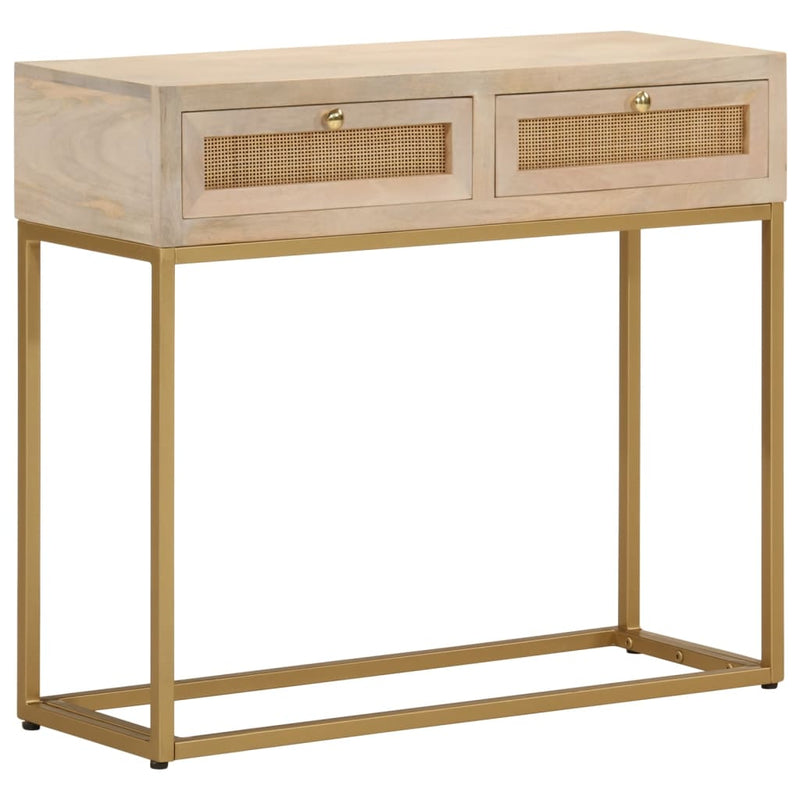 vidaXL tömör mangófa és vas tálalóasztal 90 x 30 x 76 cm