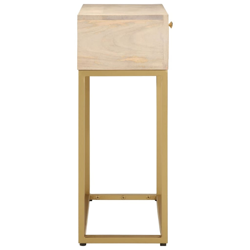 vidaXL tömör mangófa és vas tálalóasztal 90 x 30 x 76 cm