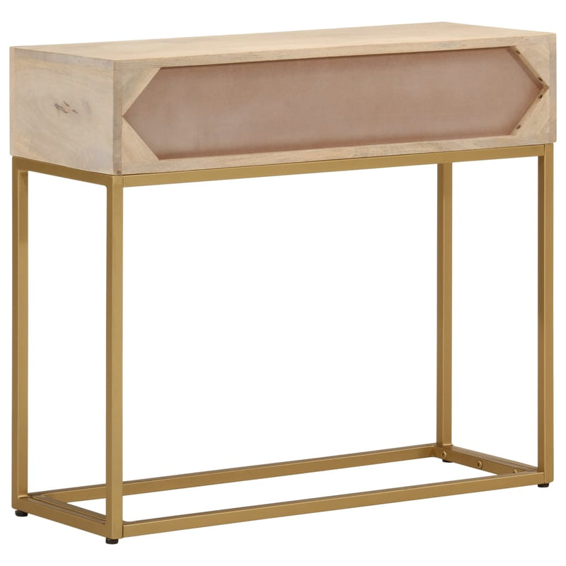 vidaXL tömör mangófa és vas tálalóasztal 90 x 30 x 76 cm