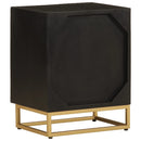 vidaXL fekete tömör mangófa és vas éjjeliszekrény 40 x 30 x 50 cm