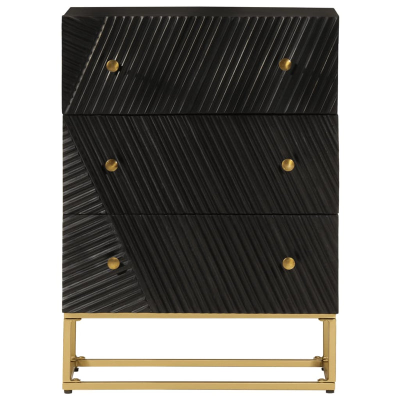 vidaXL fekete tömör mangófa és vas komód 55 x 30 x 76 cm